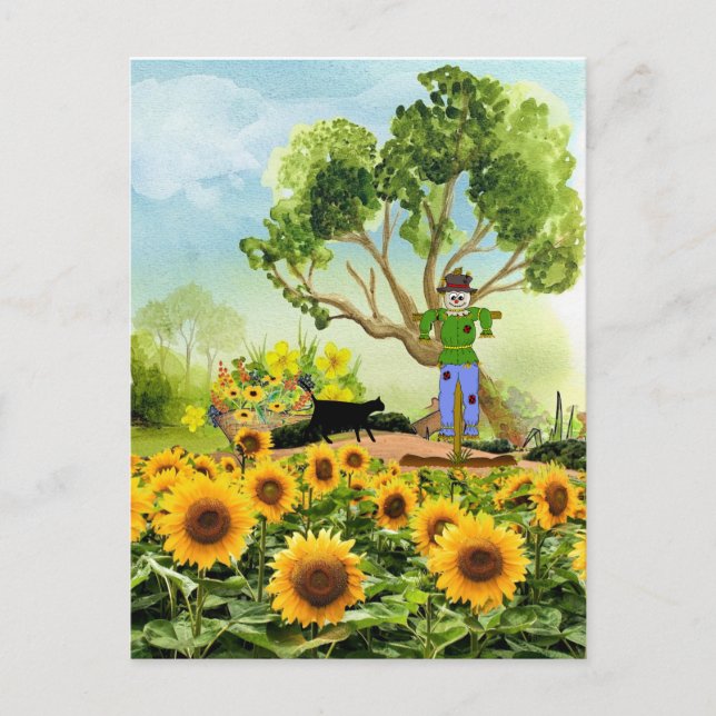 Carte Postale Jardin de tournesol rustique de style ferme (Devant)
