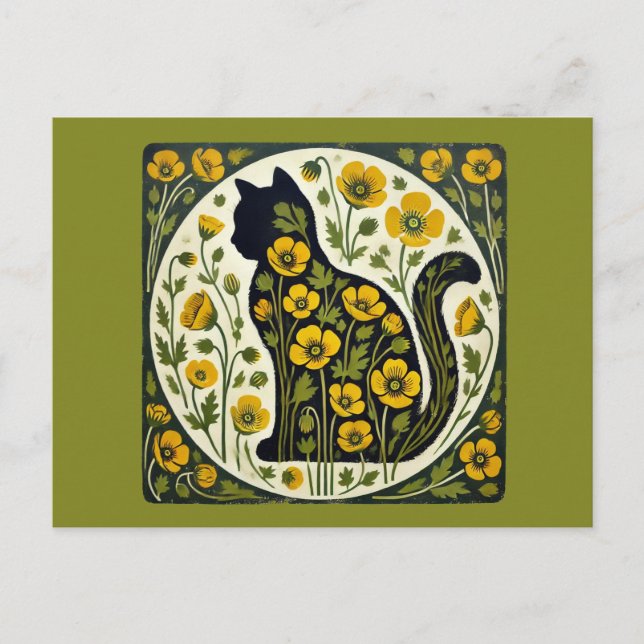 Carte Postale Jardin des chats noirs (Devant)