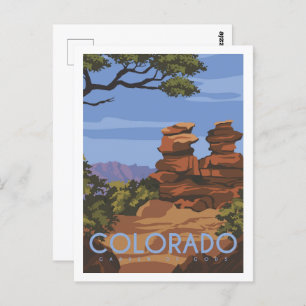 Carte Postale Jardin des Dieux Colorado Lieu de voyage Illustrat