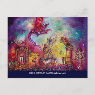 CARTE POSTALE JARDIN DES OMBRES PERDUES, DRAGON ROUGE VOL