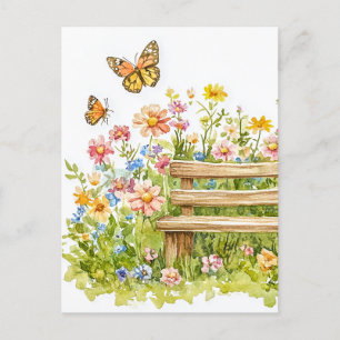 Carte Postale Jardin d'été avec papillons