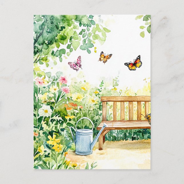 Carte Postale Jardin d'été avec papillons (Devant)