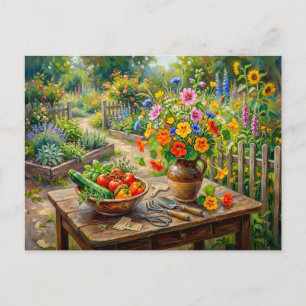Carte Postale Jardin d'herbes Malva Capucine Nature morte