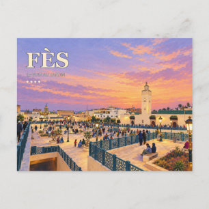 Carte Postale Jardin du coucher de soleil de Fès Illustration