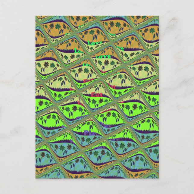 Carte Postale Jardin Éclectique Enchantant À damiers Beauté Flor (Devant)