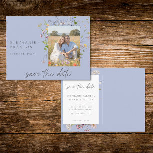 Carte Postale Jardin élégant de fleurs sauvages bleues Photo Enr