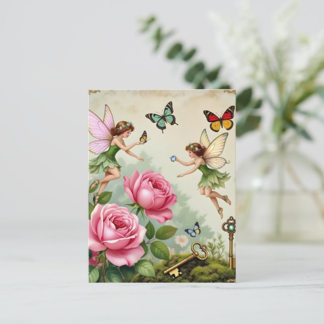 Carte Postale Jardin Enchanté des Fées Florales (Debout devant)