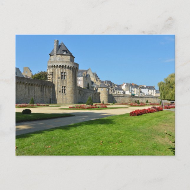 Carte Postale Jardin et château à Vannes en France (Devant)