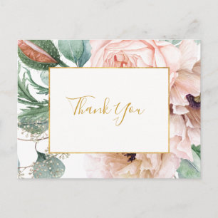 Carte Postale Jardin Floral Élégant Rose   Remerciements de Mari