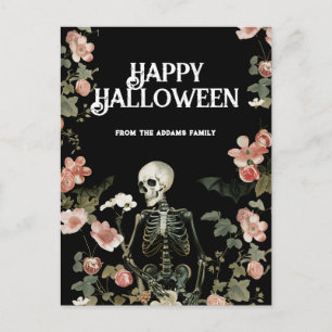 Carte Postale Jardin Floral Rose de Squelette Gothique Joyeux Ha