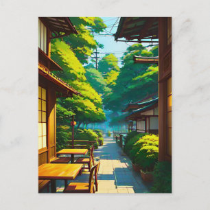 Carte Postale Jardin japonais Café extérieur