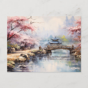 Carte Postale Jardin japonais des cerisiers en fleurs