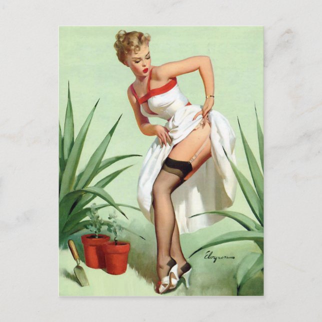Carte Postale Jardin Mishap Pin Up (Devant)