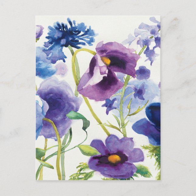 Carte Postale Jardin mixte bleu et violet (Devant)