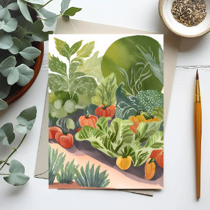 Carte Postale Jardin potager   Peinture à l'aquarelle