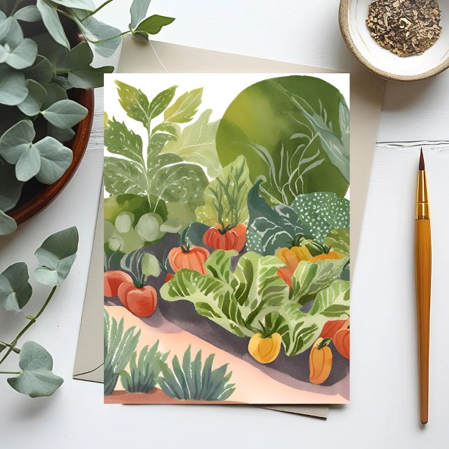 Carte Postale Jardin potager | Peinture à l'aquarelle (Créateur téléchargé)