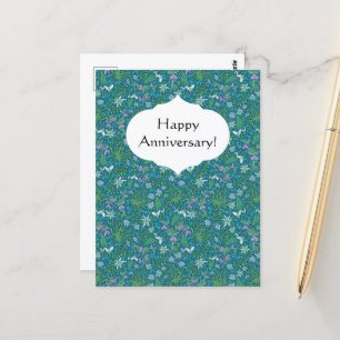 Carte Postale Jardin printanier Fête des Mères Bleu Violet Blanc