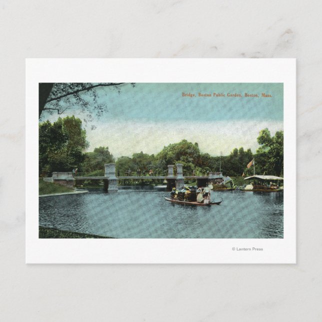 Carte Postale Jardin public de Boston Vue sur le pont (Devant)