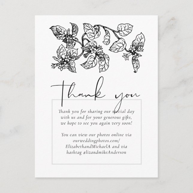 Carte Postale Jardin Rétro Feuilles Mariage Classique Budget (Devant)