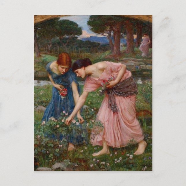 Carte Postale Jardin Romantique Vintage Femmes Préraphaélite (Devant)