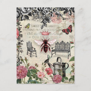 Carte Postale Jardin Rose de la Reine des abeilles