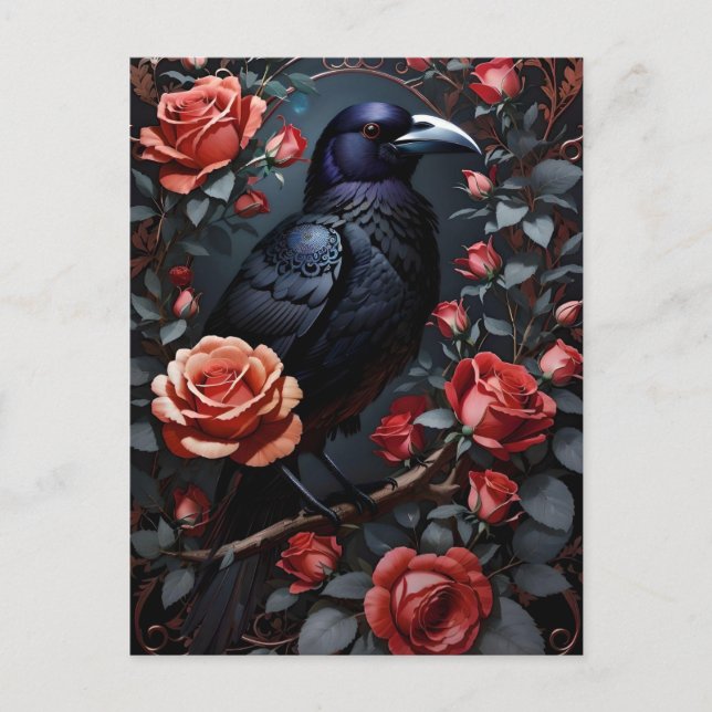 Carte Postale Jardin Rose du Corbeau Noir (Devant)