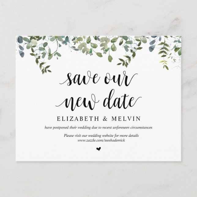 Carte Postale Jardin verdoyant, Sauvez Notre Nouvelle Date, Repo (Devant)