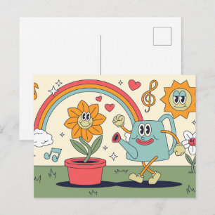 Carte Postale Jardinage de dessin animé rétro