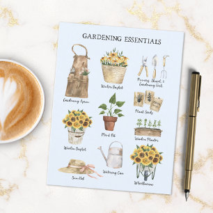 Carte Postale Jardinage Essentiel Jardin de tournesol Outils Ble