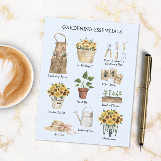 Carte Postale Jardinage Essentiel Jardin de tournesol Outils Ble (In situ)