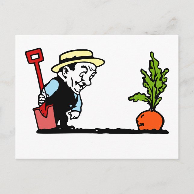 Carte Postale Jardinier avec carotte (Devant)