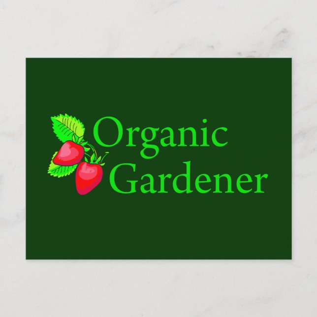 Carte Postale Jardinier bio - Fraises (Devant)