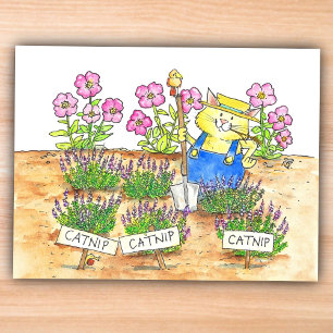 Carte Postale Jardinier Chat 