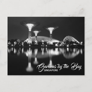 Carte Postale Jardins de la baie Singapour Black and White Postc