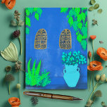 Carte Postale Jardins de Majorelle Blue La Jardin<br><div class="desc">Joli mur bleu et des plantes colorés,  dessinés à la main par moi pour vous ! Jetez un oeil à mon magasin pour plus !</div>