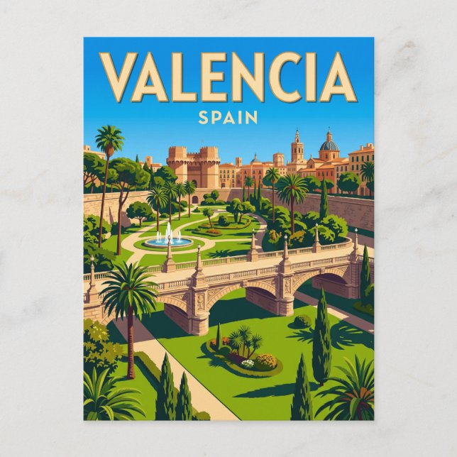 Carte Postale Jardins du Turia Espagne (Devant)