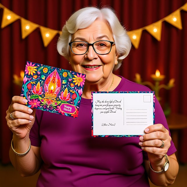 Carte Postale Jardins enchantés de Diwali (Enchanted Diwali Gardens Postcard)