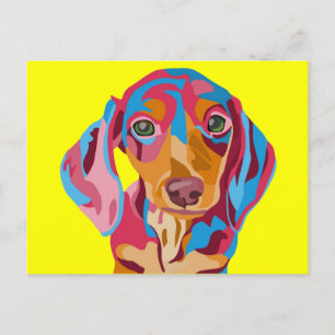 Carte Postale Jaune Abstrait Dachshund