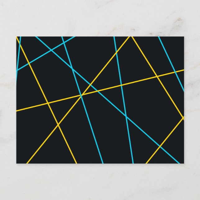 Carte Postale Jaune, Bleu, cool, tendance, urbain, lignes modern (Devant)