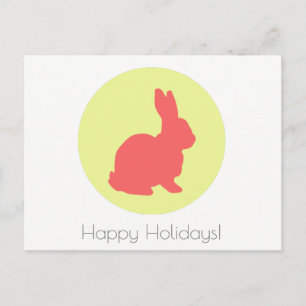 Carte postale jaune de lapin de vacances joyeuses