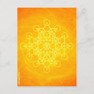Carte Postale Jaune lumineux de la géométrie sacrée de mandala