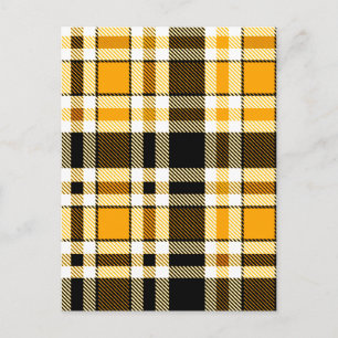 Carte Postale Jaune Noir Blanc Flanelle Motif Tartan Design