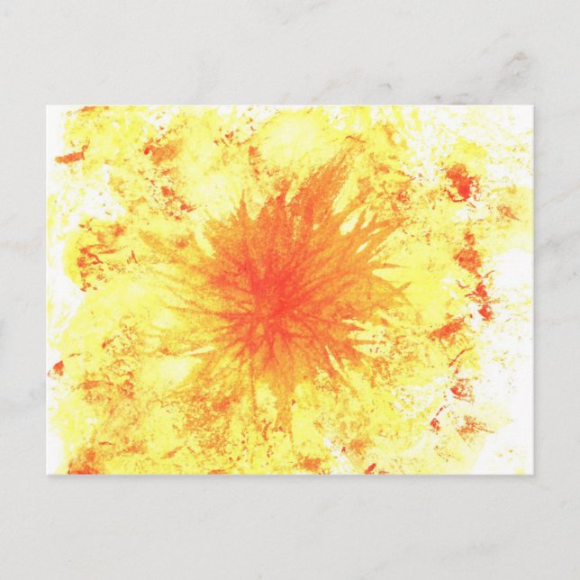 Carte Postale Jaune Orange Abstrait Art Aquarelle Laver Fleur (Devant)