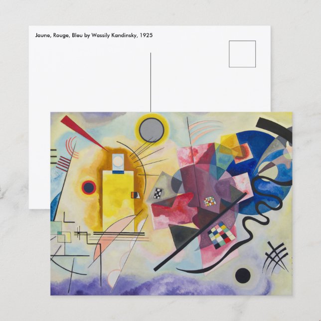 Carte Postale Jaune, Rouge, Bleu de Wassily Kandinsky (Devant / Derrière)