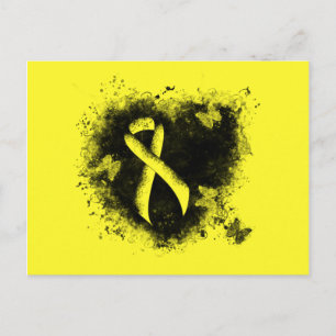 Carte Postale Jaune Sensibilisation Ruban Grunge Coeur