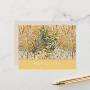 Carte Postale Jaune Vert Brun Arbres Pensant à Vous