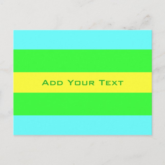 Carte Postale Jaune Vert et Bleu Larges Rayures par STaylor (Devant)