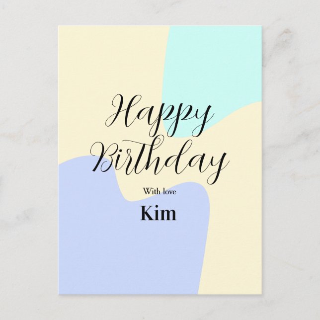 Carte Postale Jaune violet vert joyeux anniversaire abstrait pas (Devant)