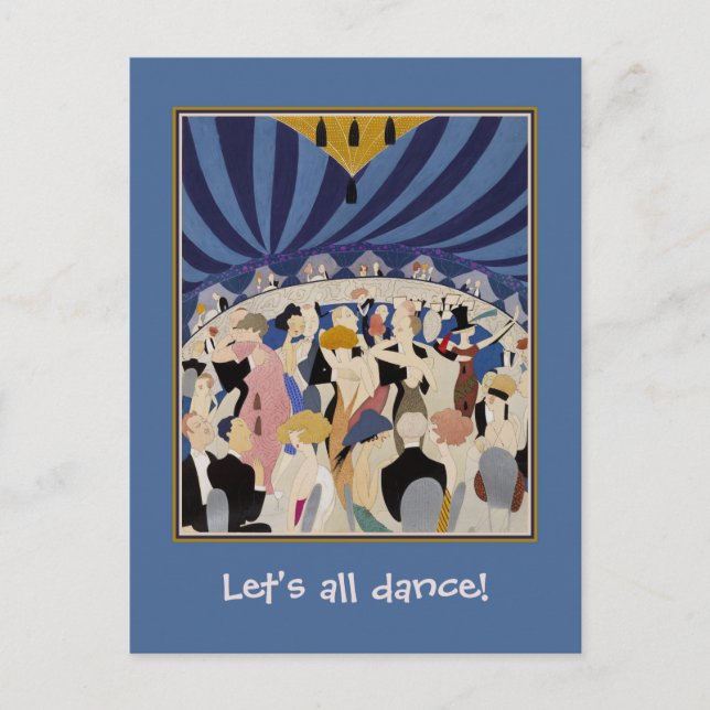 Carte Postale Jazz Age Art Déco Danser couples danser hall art (Devant)