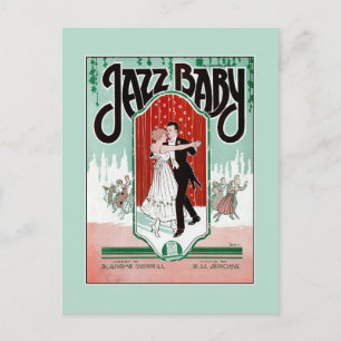 Carte Postale Jazz Baby 1920s jazz age vintage feuille de musiqu